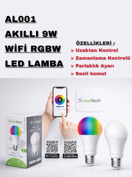 AL001 AKILLI 9W WİFİ RGBW LED LAMBA