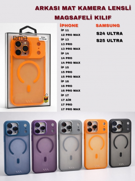 ARKASI MAT KAMERA LENSLİ MAGSAFELİ KILIF  İP 13 PRO MAX