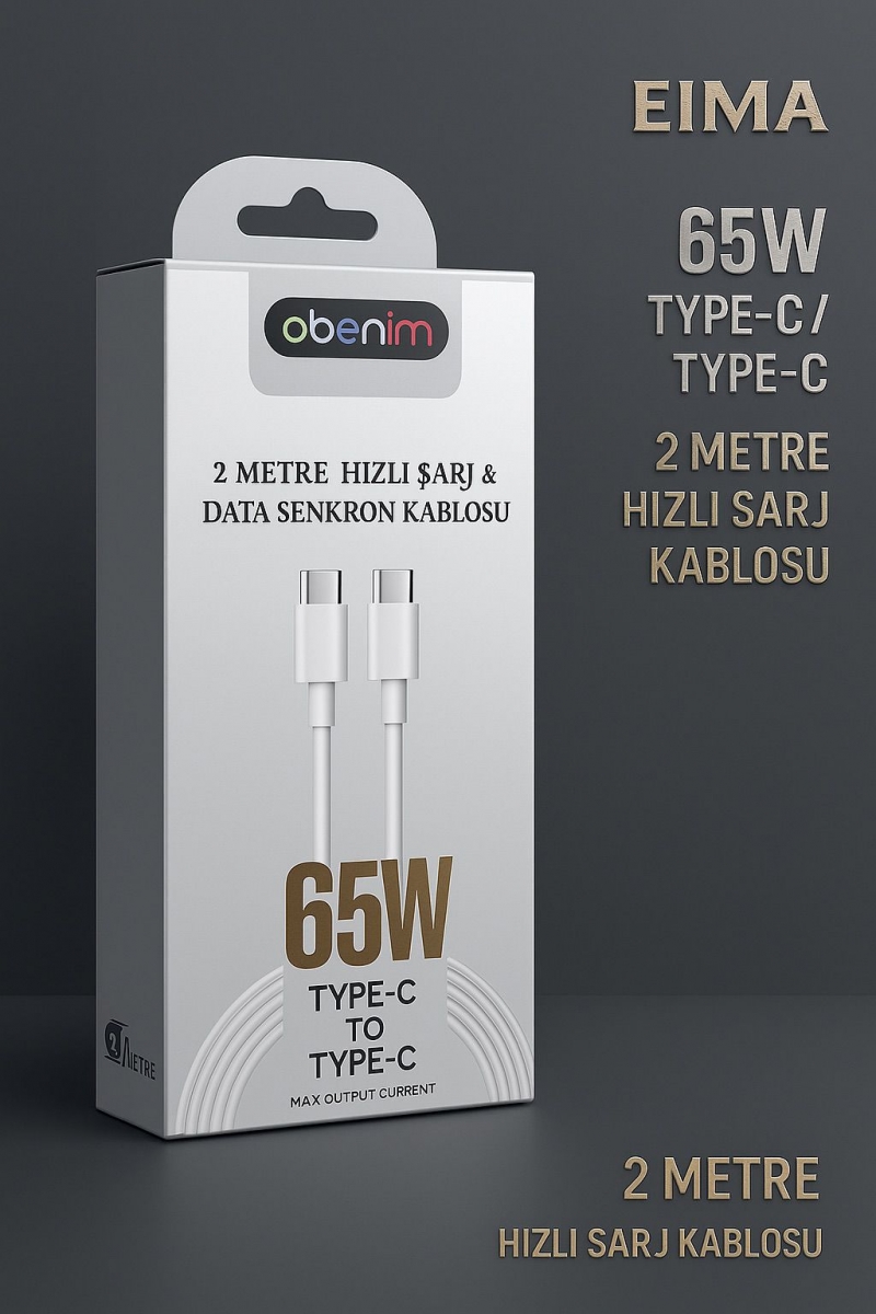 EIMA 65W TYPE-C/TYPE-C 2M HIZLI SARJ KABLOSU DATA SENKRON KABLOSU