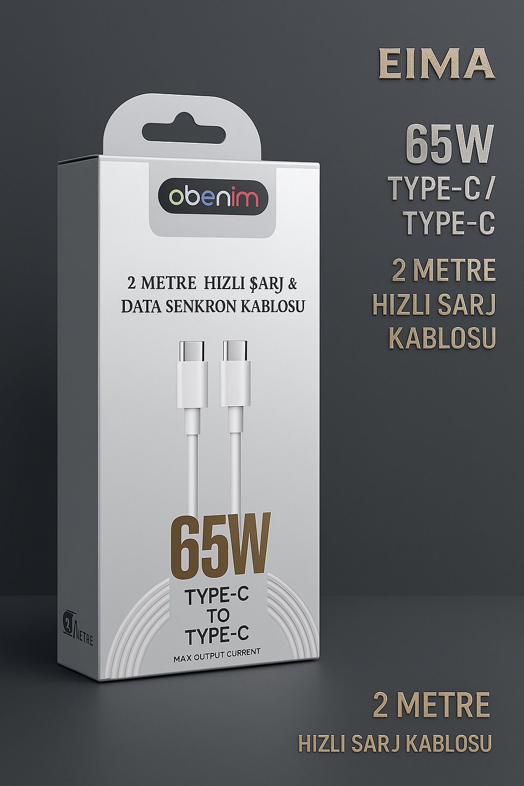 EIMA 65W TYPE-C/TYPE-C 2M HIZLI SARJ KABLOSU DATA SENKRON KABLOSU