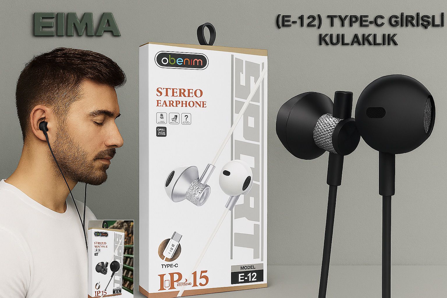 EIMA (E-12) TYPE-C GİRİŞLİ KULAKLIK STEREO EARPHONE