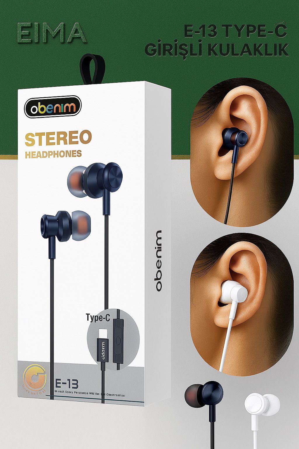 EIMA (E-13) TYPE-C GİRİŞLİ KULAKLIK STEREO HEADPHONES