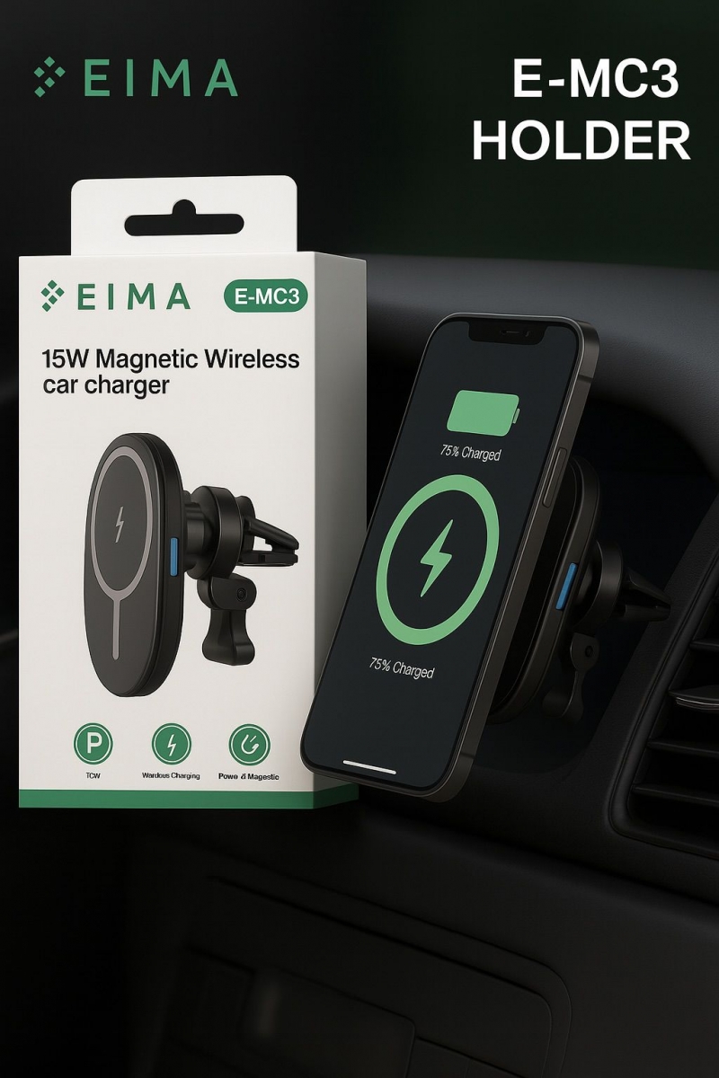 EIMA (E-MC3) HOLDER MAGNETIC WIRELESS CAR CHARGER