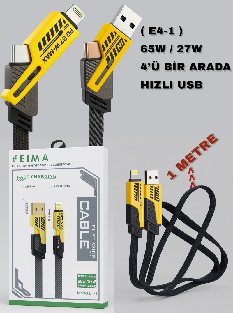 EIMA (E4-1 ) 65W/27W 4'Ü BİR ARADA HIZLI USB 1M
