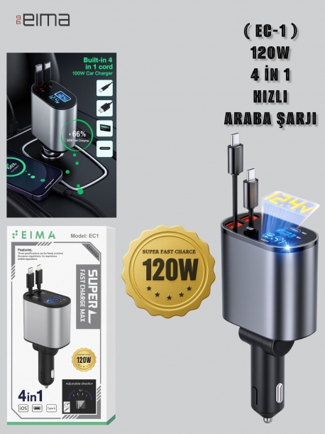 EIMA (EC-1) 120 W 4 İN 1 HIZLI ARABA ŞARJI