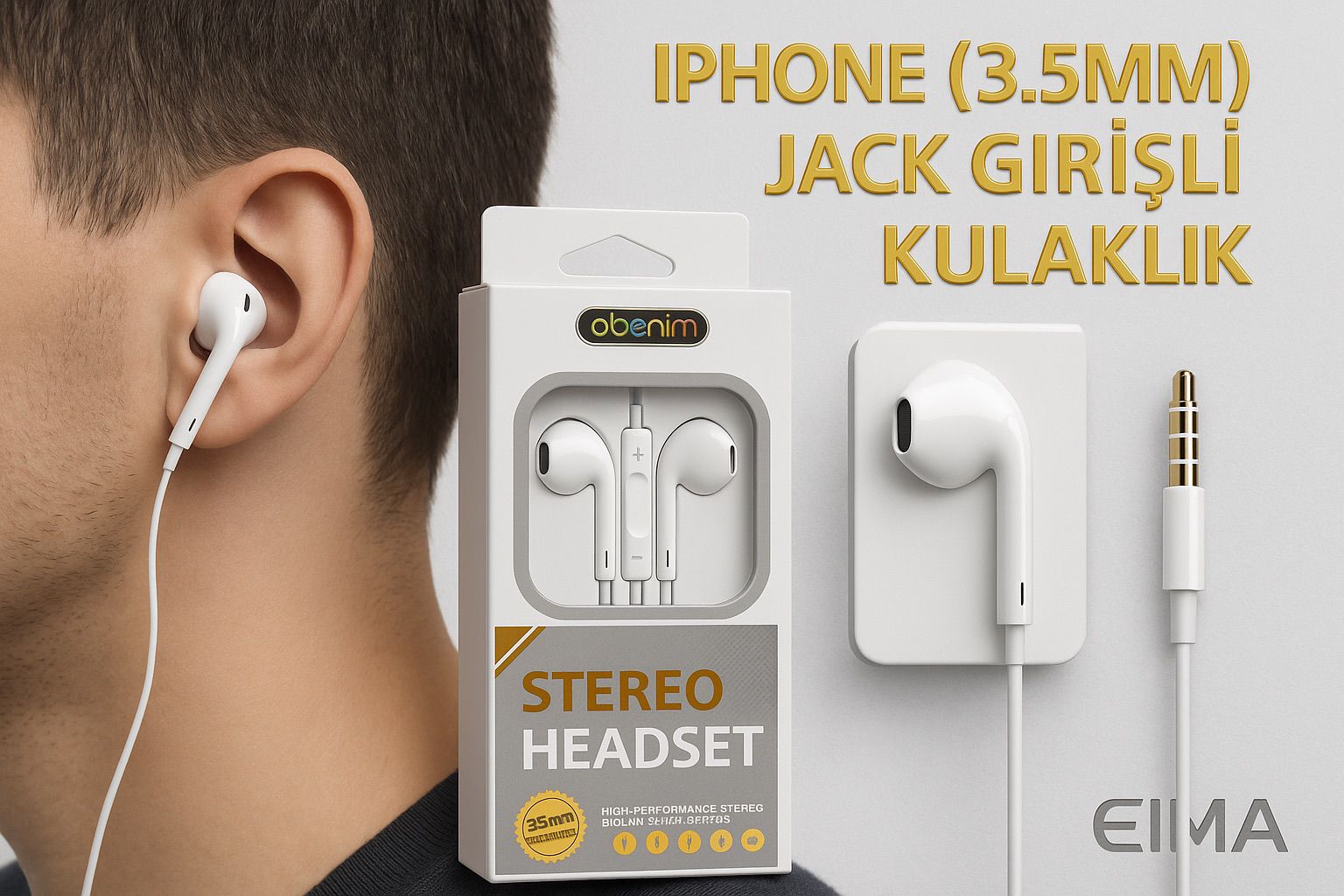 EIMA IPHONE (3.5MM) JACK GİRİŞLİ KULAKLIK STEREO HEADSET