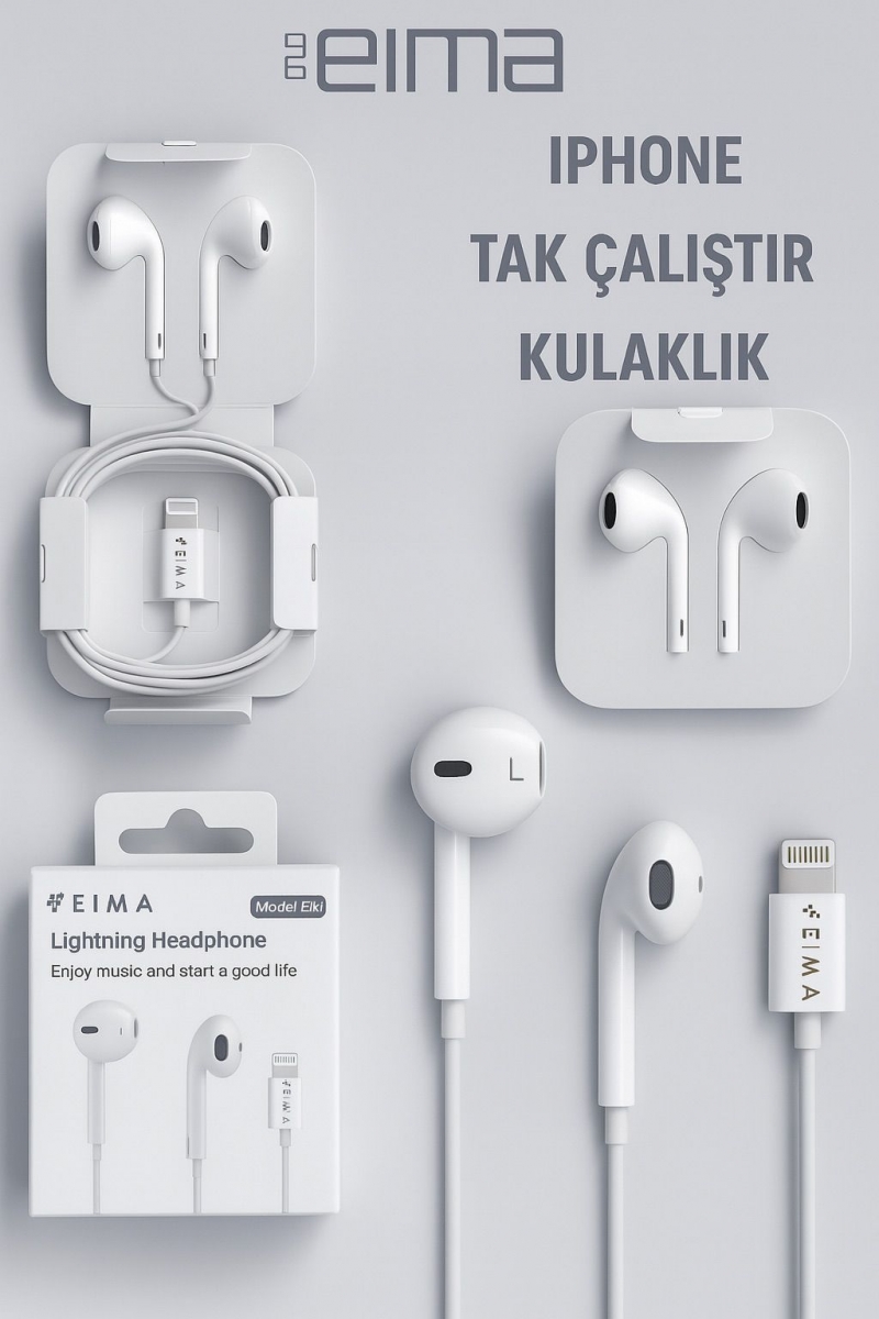 EIMA IPHONE TAK ÇALIŞTIR KULAKLIK LIGHTNING HEADPHONE