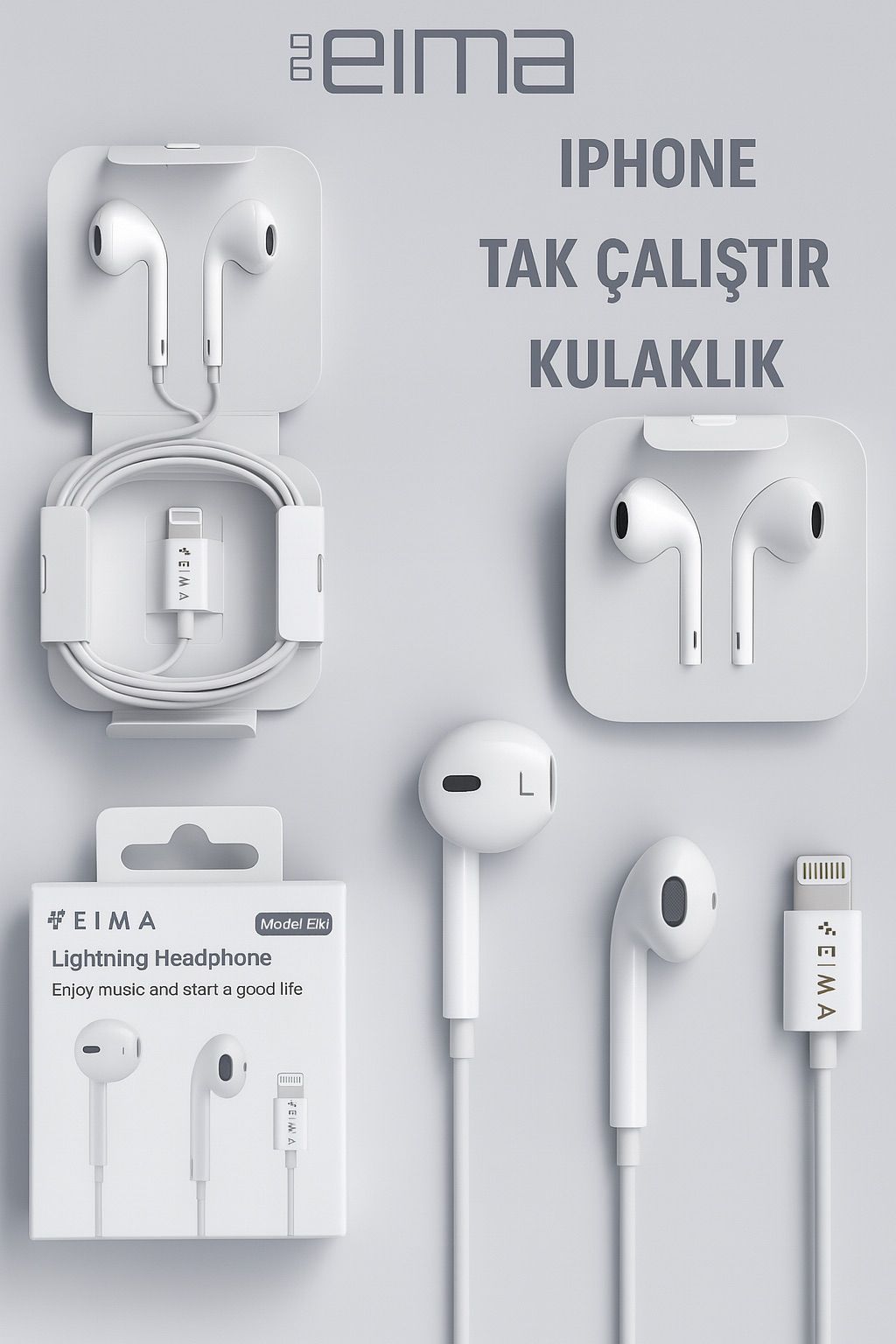 EIMA IPHONE TAK ÇALIŞTIR KULAKLIK LIGHTNING HEADPHONE