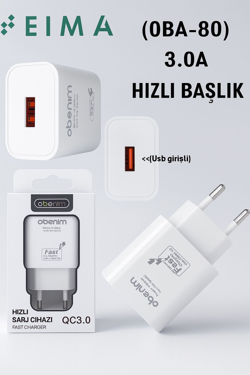EIMA OBA-80 3.0A USB GİRİŞLİ HIZLI BAŞLIK