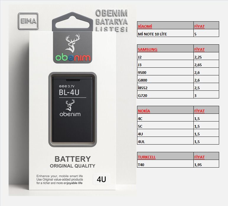 EIMA OBENIM BATARYA XİAOMİ Mİ NOTE 10 LİTE