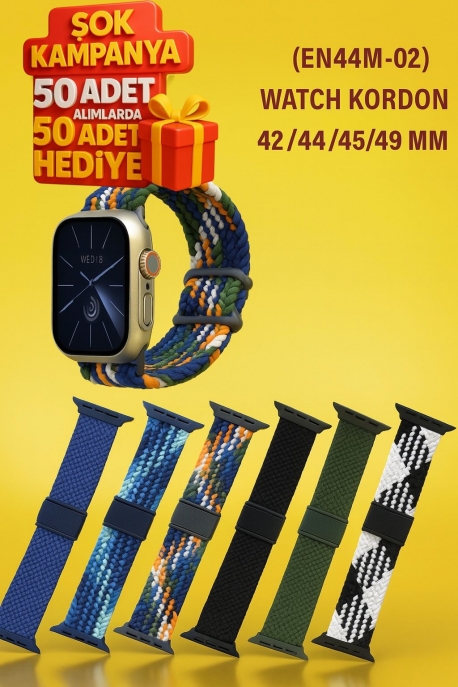 (EN44M) WATCH KORDON 42/44/45/49 MM TAK ÇIKAR ÖZELLİKLİ HASIR MODEL MAVİ