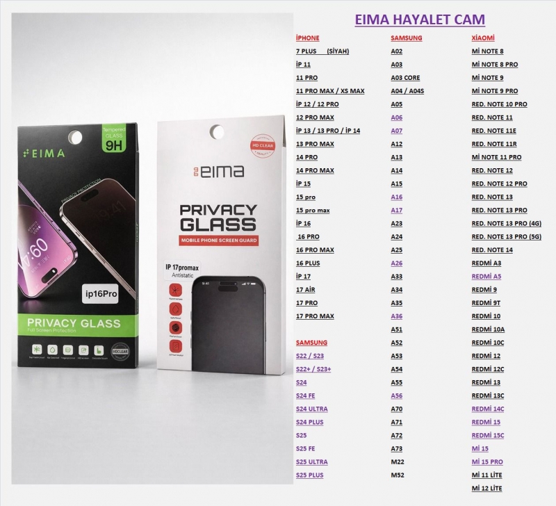 EIMA HAYALET CAM XİAOMİ REDMİ 9