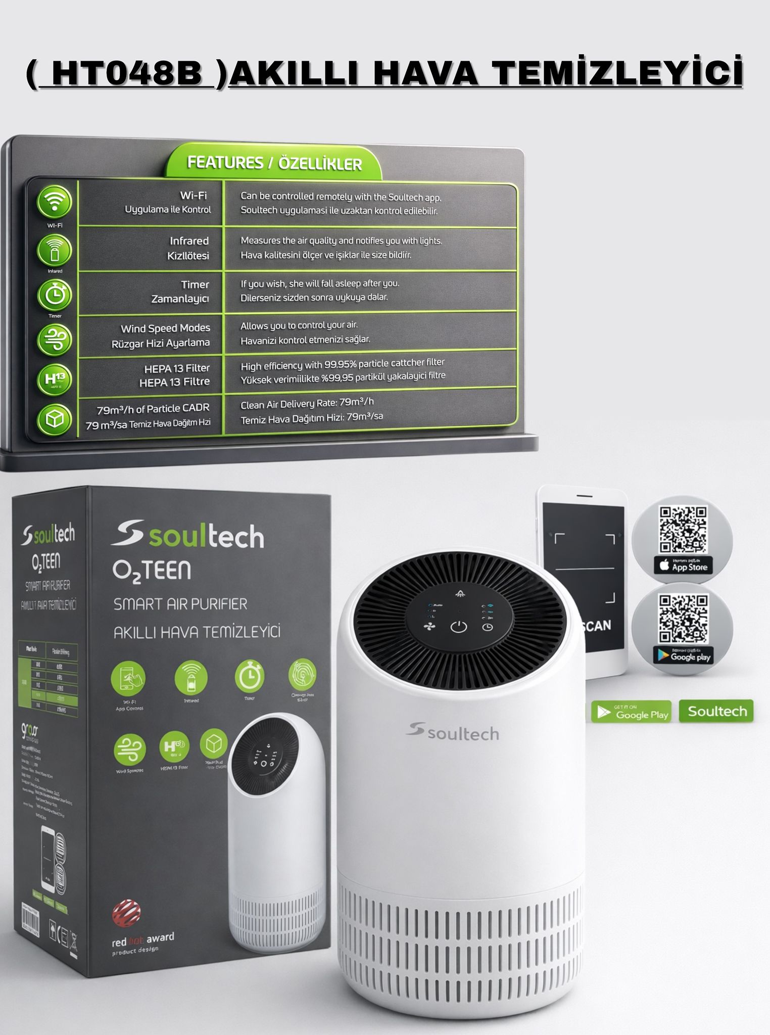 SOULTECH (HT048B) AKILLI HAVA TEMİZLEYİCİ