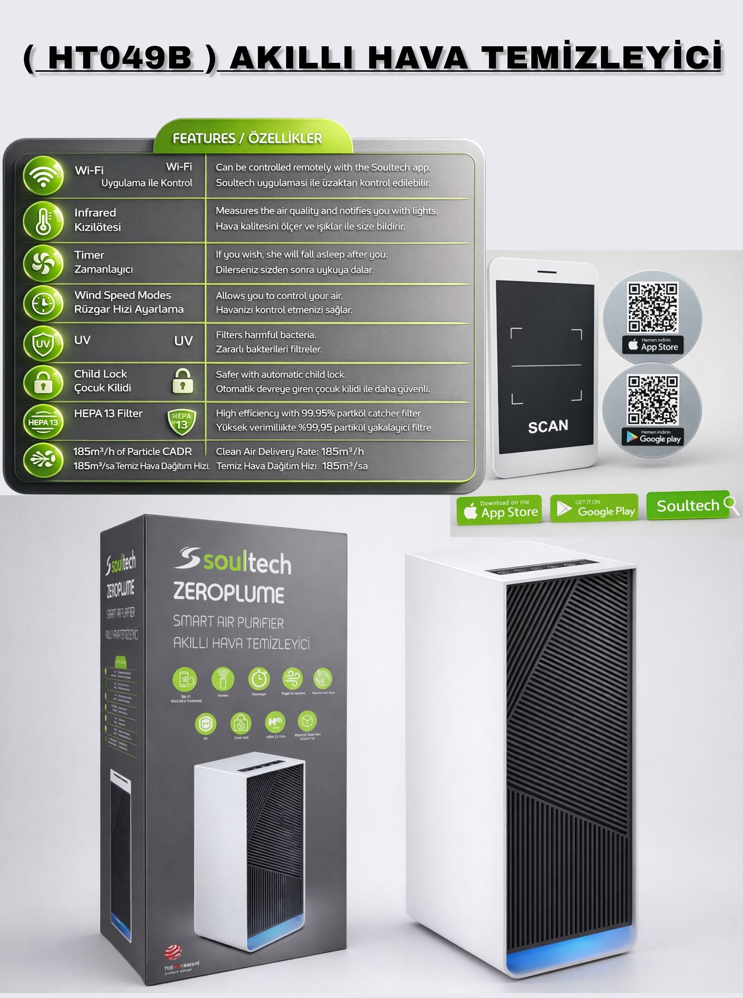 SOULTECH (HT049B) AKILLI HAVA TEMİZLEYİCİ