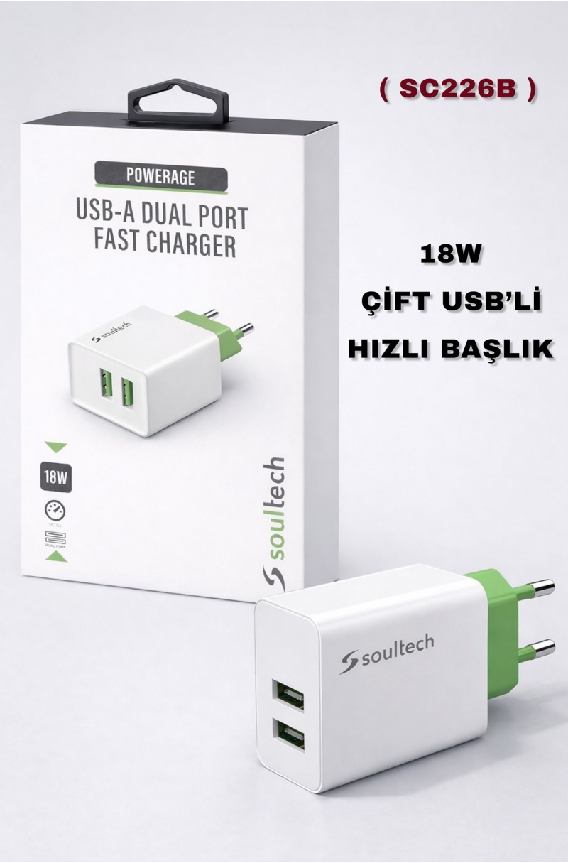 18 W ÇİFT USB'Lİ HIZLI BAŞLIK (SC226B)