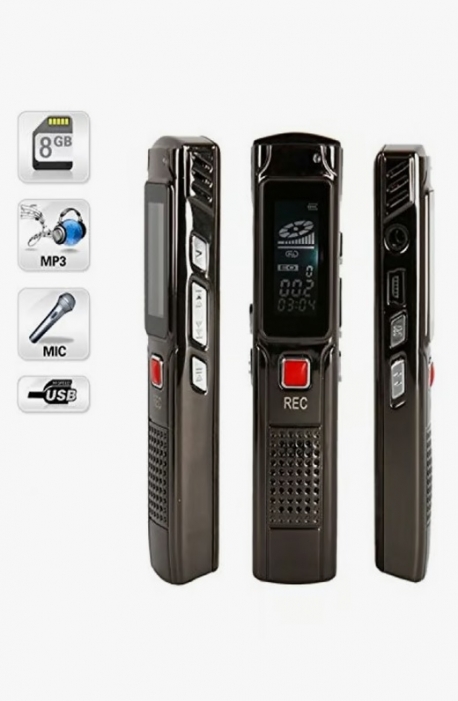 AVUKAT GAZETECİ MUHABİR SES KAYIT CİHAZI 8 GB DİJİTAL GÖSTERGELİ SES KAYIT CİHAZI