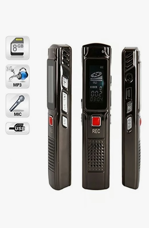 AVUKAT GAZETECİ MUHABİR SES KAYIT CİHAZI 8 GB DİJİTAL GÖSTERGELİ SES KAYIT CİHAZI
