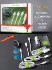MİIX-001 ÇİFT USB'Lİ 3'LÜ OTO ŞARJ & HOLDER PAKETİ