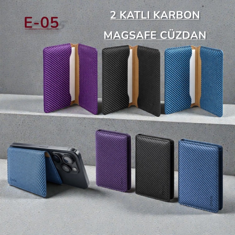 E-5 İKİ KATLI KARBON MAGSAFE CÜZDAN