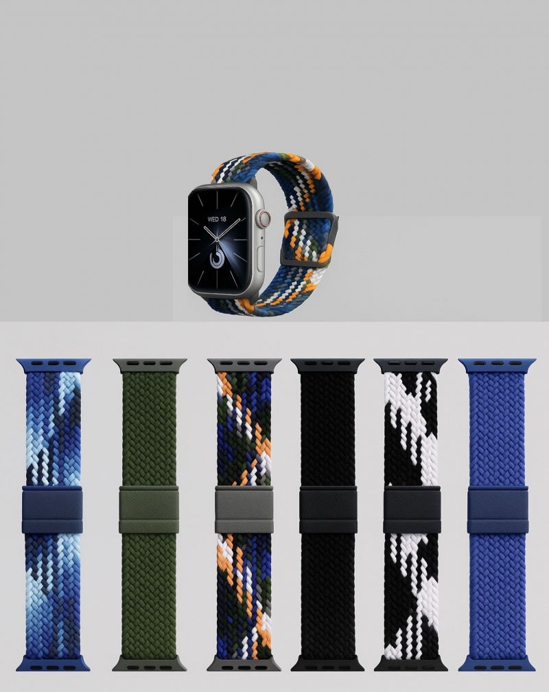 (EN38M-02) WATCH KORDON 38/40/41 MM TAK ÇIKAR ÖZELLİKLİ AYARLANABİLİR SÜRGÜLÜ DESENLİ FULL MAVİ