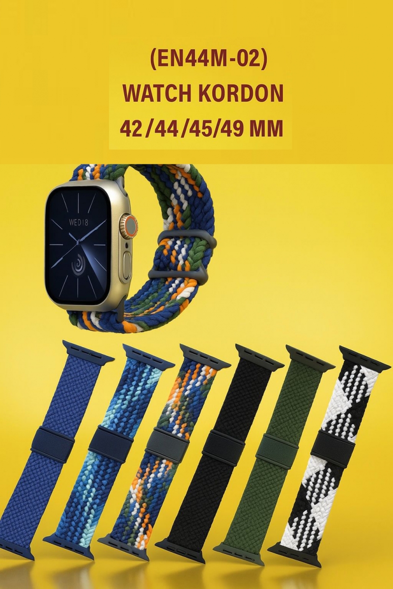 (EN44M-02) WATCH KORDON 42/44/45/49 MM AYARLANABİLİR DESENLİ MAVİ BEYAZ