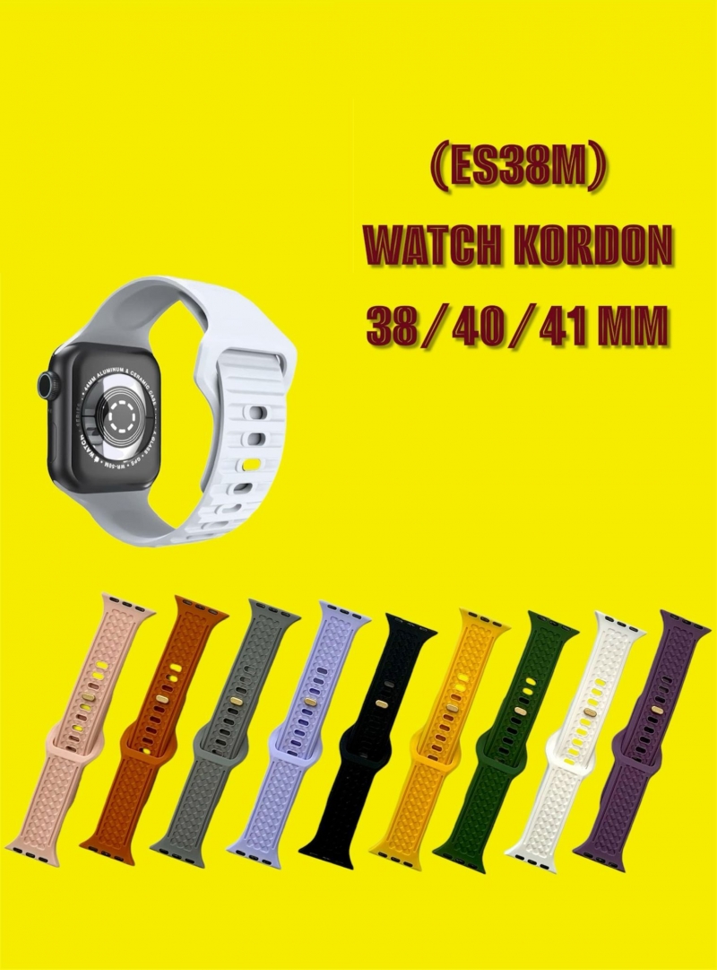 (ES38M) WATCH KORDON 38/40/41 MM TAK ÇIKAR ÖZELLİKLİ PLASTİK DESENLİ AYARLANABİLİR BEYAZ
