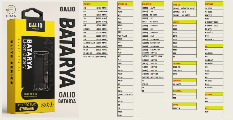 GALIO BATTERY VESTEL E3